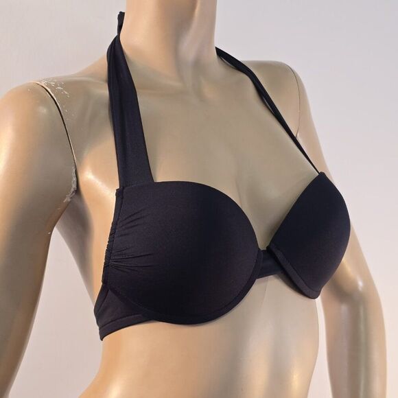 Mossimo Size Small Swim Bikini Top Push Up Black Swimsuit Bra Tie Halter - Picture 4 of 10